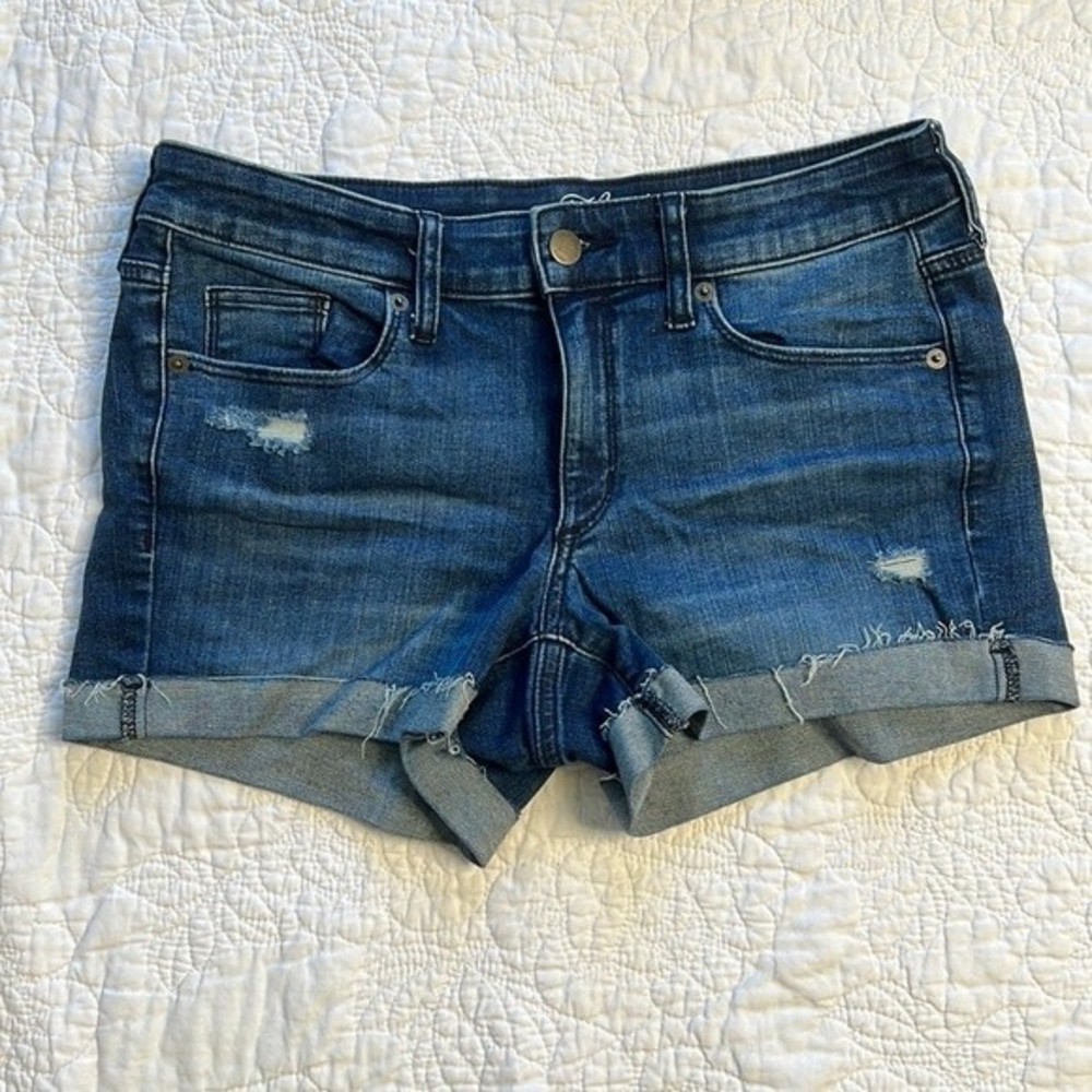 Universal Thread Cuffed Jean Shorts, Mid Rise, Dark Wash, Size 4